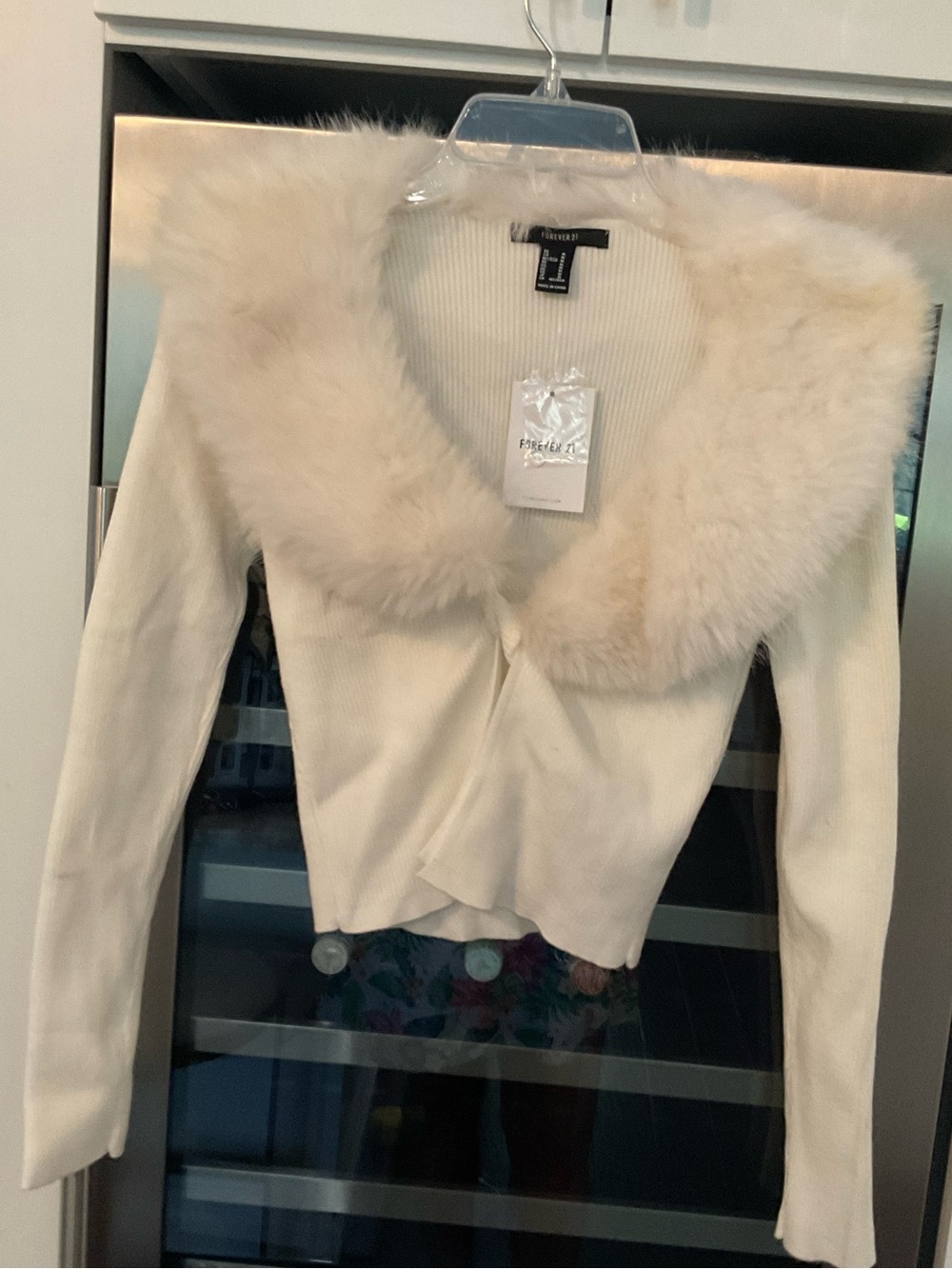 Forever 21 faux fur sweater knit top